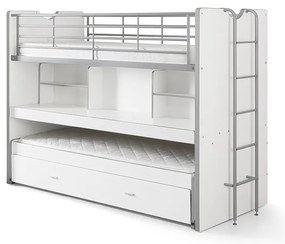 Biela poschodová detská posteľ s výsuvným lôžkom s úložným priestorom s roštom 90x200 cm Bonny – Vipack