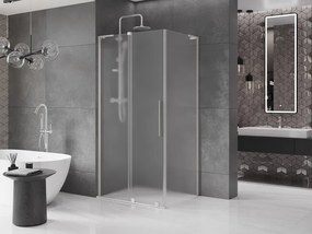 Mexen Velar L, sprchový kút s posuvnými dverami 120 x 75 cm, 8mm sklo námraza, brúsená oceľ, 871-120-075-33-97