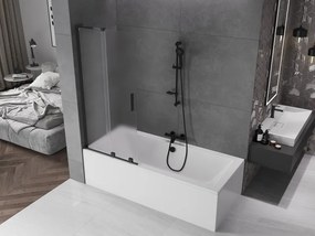 Mexen Velar L, 2-krídlová posuvná vaňová zástena 80 x 150 cm, 8mm sklo námraza, čierna matná, 896-080-003-31-70