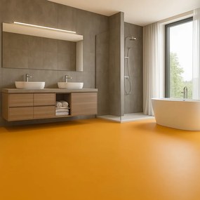 Lentex, PVC podlaha - lino Flexar PUR 603-08 oranžová, na mieru, šíře 2m,4m, oranžová, bez podkladu, kancelária