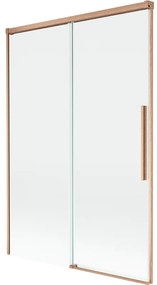 Mexen Rox, 2-krídlová posuvná vaňová zástena 120 x 150 cm, 8mm číre sklo, medený matný profil, 8C9-120-001-65-00