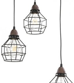 ONLI - Luster na lanku SPIDER 3xE27/15W/230V čierna/hnedá