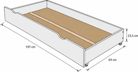Šuplík pod posteľ 200 cm - šedý
