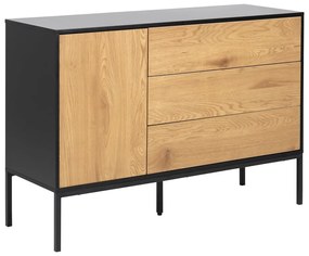 Nízka komoda v dekore duba v čierno-prírodnej farbe 120x82 cm Seaford – Actona