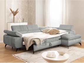 Svetlosivá menčestrová rohová pohovka (pravý roh/do L) Marbeya – Ropez