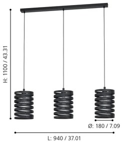 Eglo 99347 - Luster na lanku CREMELLA 3xE27/40W/230V