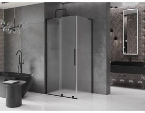Mexen Velar L, sprchový kút s posuvnými dverami 100 x 80 cm, 8mm sklo námraza, čierna matná, 871-100-080-33-70