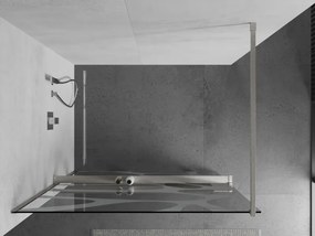 Mexen Kioto+, sprchová zástena Walk-In s poličkou a vešiakom 80 x 200 cm, 8mm číre sklo biely vzor, brúsená oceľ profil, 800-080-121-97-97