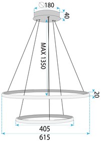 Toolight Toolight, LED závesné osvetlenie 40/60cm, 61W, 3000K, LHJ007-CP2, zlatá, OSW-60004