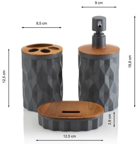 Kúpeľňový set REINA 5 ks antracit/hnedá