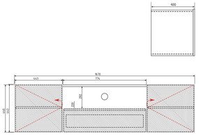 Závesný TV stolík Asha 167 cm s otvorenou policou - artisan / čierny mat