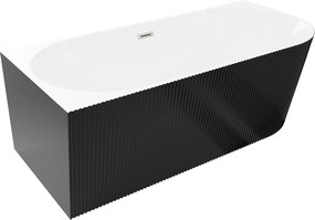 Mexen Silo Rohová Vana Ľavá 170x80 cm Biela/Čierna, Brúsený Nikel