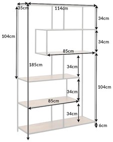 Dizajnový regál Maille 185 x 114 cm divý dub