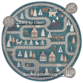 Detský koberec v petrolejovomodrej farbe ø 140 cm Streets – Hanse Home