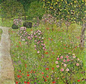 Gustav Klimt - Umelecká tlač Orchard with roses, (40 x 40 cm)