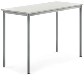 Stôl SONITUS, 1400x600x900 mm, HPL - šedá, strieborná