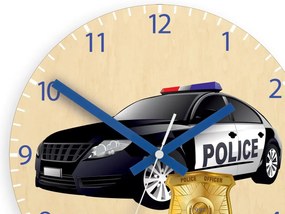 Dětské nástěnné hodiny Ami Policejní auto 30 cm vícebarevné
