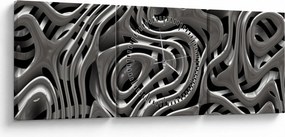 Obraz - Metalická abystrakcia (s hodinami) (90x30 cm)