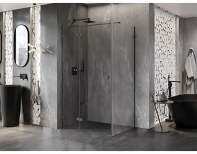 Mexen Lunar T, výklopný ľavý sprchový kút 140 x 100 cm, 8mm číre sklo, grafitový profil, 834T-140-100-95-00-L