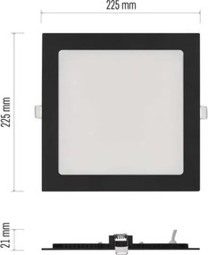 LED podhľadové svietidlo NEXXO LED/18W/230V 3000/3500/4000K čierne 22,5 x 22,5 cm