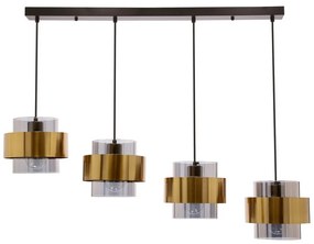 Luster na lanku SPIEGA 4xE27/60W/230V zlatá/čierna