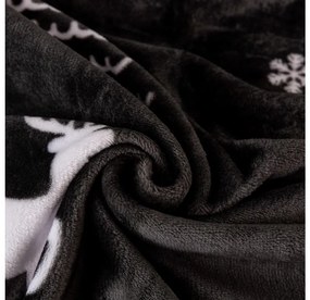 2x Tmavosivá vianočná mikroplyšová deka WHITE TREES 150x200 cm