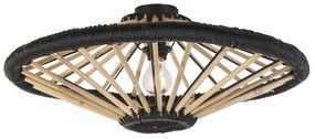 Orientálne stropné svietidlo bambusové s čiernou 60 cm - Evalin