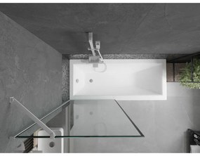 Mexen Next, vaňová zástena 1-krídlová 80 x 150 cm, fixné krídlo, 6 mm číre sklo s čiernym vzorom, biely profil, 895-080-000-00-0-20