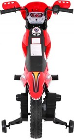 Ramiz Krížový bicykel pre deti Vozidlo na batérie Červené + asistenčné kolesá + LED zvuky