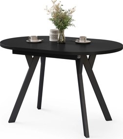 Mazzoni ALMO Čierny mat / čierne nohy - OVÁLNY ROZKLADACÍ STÔL 140-240 cm PRE 10-12 OSÔB