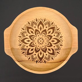 AMADEA Drevená miska mandala, masívne drevo, 24 cm