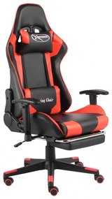 vidaXL Otočná herná stolička s opierkou nôh červená PVC-