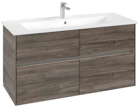 VILLEROY &amp; BOCH Collaro závesná skrinka pod umývadlo, 4 zásuvky, s LED osvetlením, 1161 x 480 x 610 mm, Stone Oak, C146B0RK