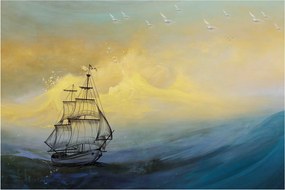 Obraz - Maľba lode na mori (90x60 cm)
