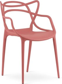 Sada 4 ks plastových stoličiek KATO, koralová