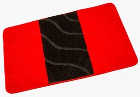 Sada kúpeľňových koberčekov FIORI červená / čierna, pruhy / vlny