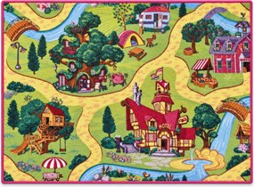 Vopi, Detský kusový koberec Rozprávková dedina, 95x133, viacfarebná, detská izba