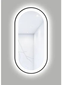 Oválne LED zrkadlo do kúpeľne s osvetlením OVAL LINE PREMIUM 100 x 50 cm v čiernom ráme