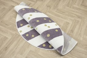 Koberec LIMA M044A krémový / fialový / zlatý kruh