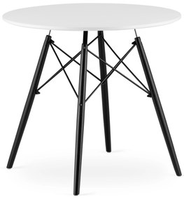 Dekorstudio Okrúhly jedálenský stôl 80cm - biely s čiernymi nohami