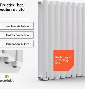 Blumfeldt Tallheo, 100 x 60, radiátor, rúrkový radiátor, 1445 W, teplá voda, 1/2