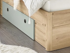 Posteľ s nočnými stolíkmi Savina 180x200 cm, dub artisan/šalviová, s osvetlením