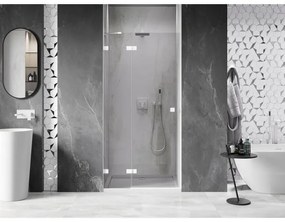 Mexen, Mexen Lunar ľavé otočné sprchové dvere 90 cm, transparentné, biele - 834-090-000-20-00-L