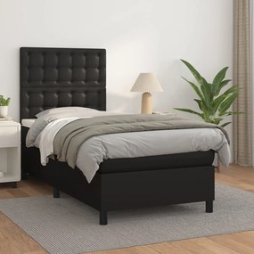Boxspring posteľ s matracom čierna 80x200 cm umelá koža 3142809