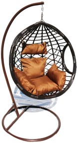 Závesné kreslo 03 hnedé s hnedou poduškou