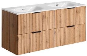 Závesná skrinka Casad Sky so zápustným umývadlom 120 cm dub wotan/biela