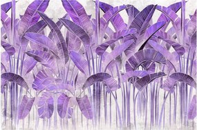 Obraz - Fialové listy v omietke (90x60 cm)