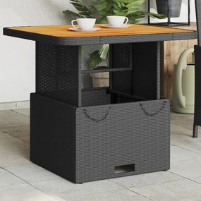 Záhradný stôl čierny 80x80x71 cm polyratan a akáciové drevo 368269