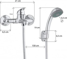Vaňová batéria TOMÁŠ so sprchou - chrómová