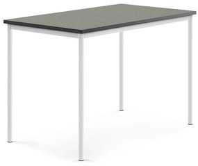 Stôl SONITUS, 1400x800x900 mm, linoleum - tmavošedá, biela